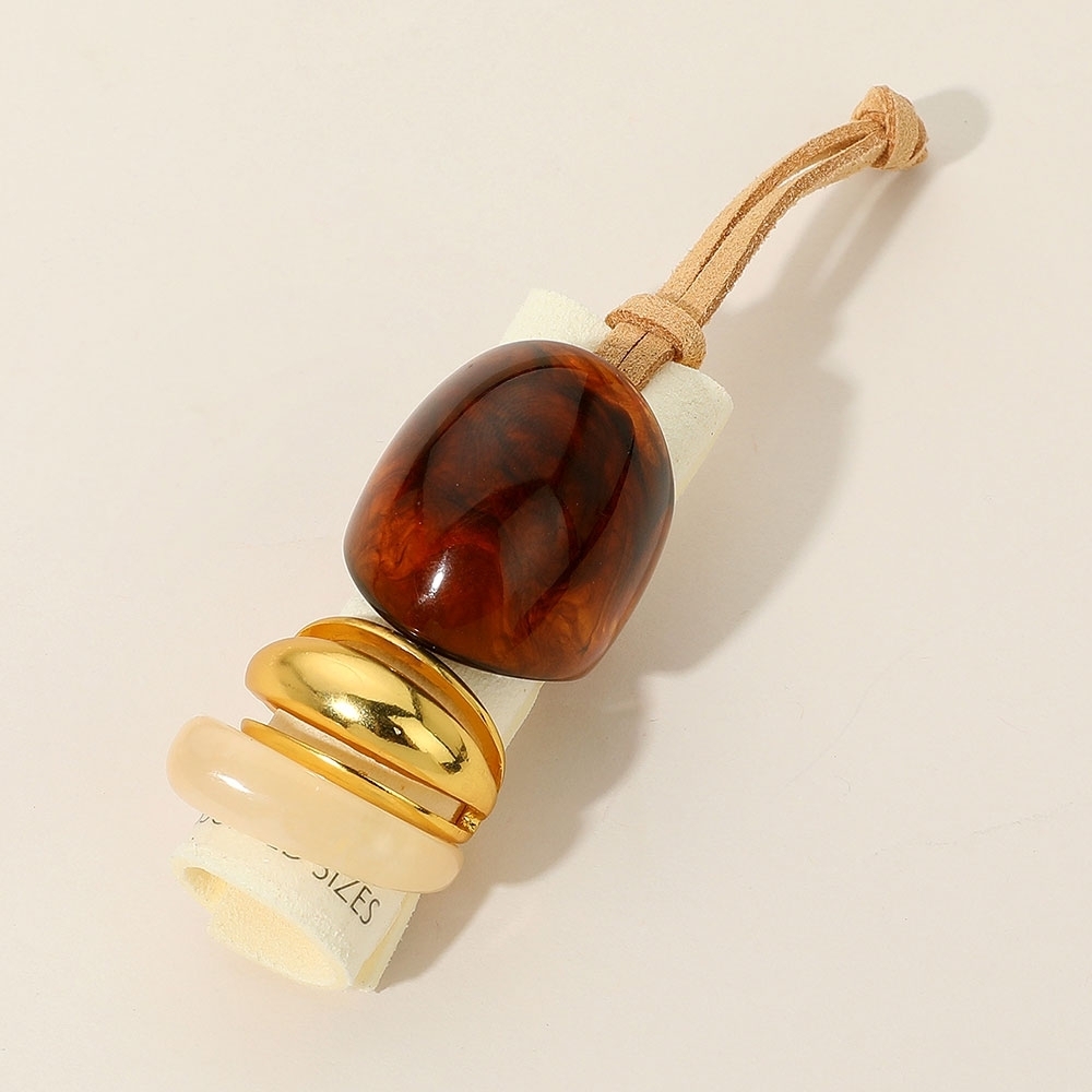 Brown Size 7 Chunky Resin Ring Stack Statement Jewelry Finger Mixed Set Gold